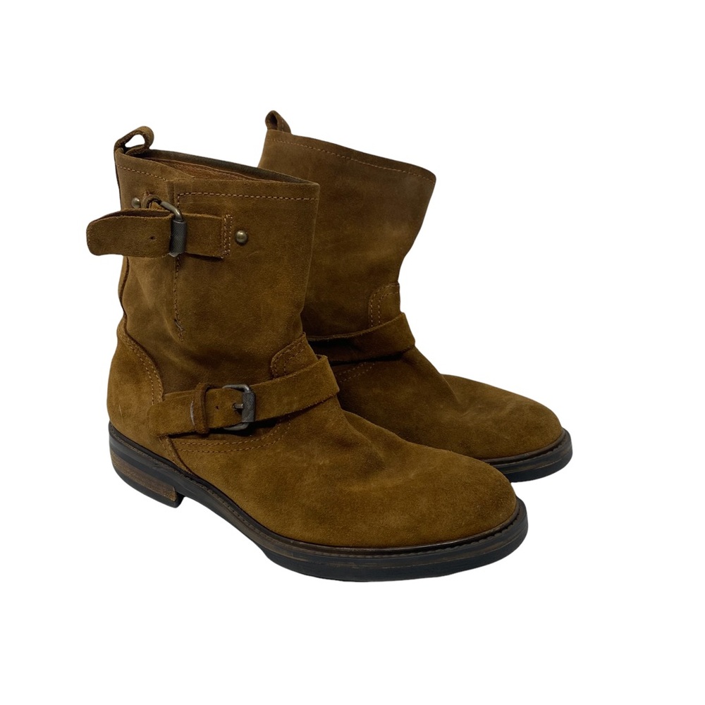J Crew Leather Suede Buckle Moto Biker Engineer Boots